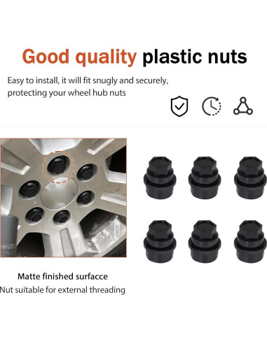 24 Pcs Cubiertas de Tuercas de Rueda LoloWheat M27-2.0 22mm