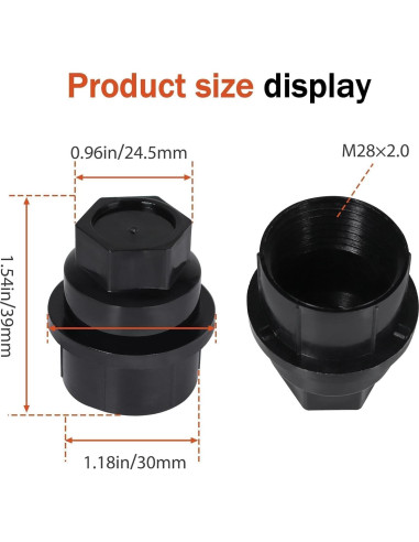 24 Pcs Cubiertas de Tuercas de Rueda LoloWheat M27-2.0 22mm