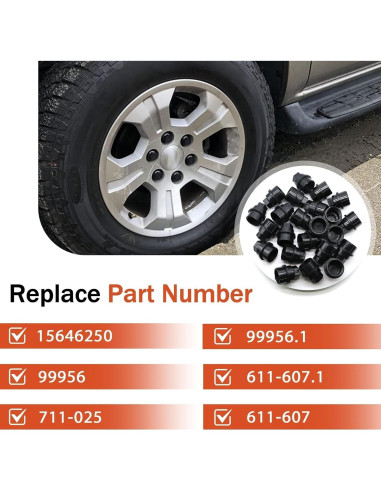 24 Pcs Cubiertas de Tuercas de Rueda LoloWheat M27-2.0 22mm