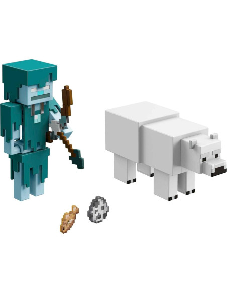 Figuras de Acción Minecraft Mattel 2 Pk, 8.26 cm, Oso Callejero y Polar