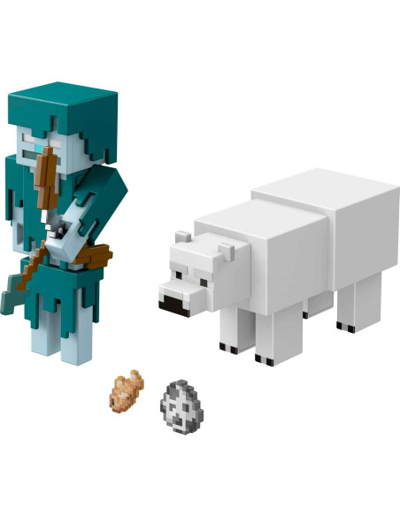 Figuras de Acción Minecraft Mattel 2 Pk, 8.26 cm, Oso Callejero y Polar