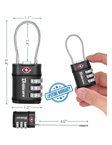 2 Candados de Equipaje Aprobados por TSA BRILLIRARE 3 Dígitos