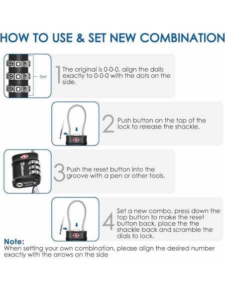2 Candados de Equipaje Aprobados por TSA BRILLIRARE 3 Dígitos