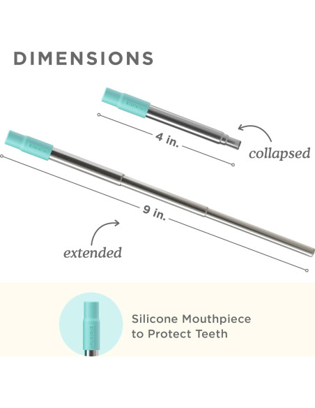 Popote Metálico Reutilizable ZOKU Verde Azulado 10-23 cm
