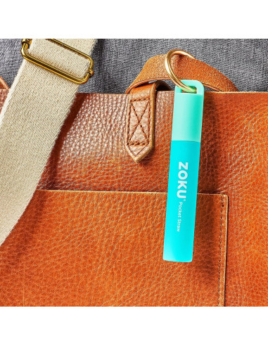 Popote Metálico Reutilizable ZOKU Verde Azulado 10-23 cm