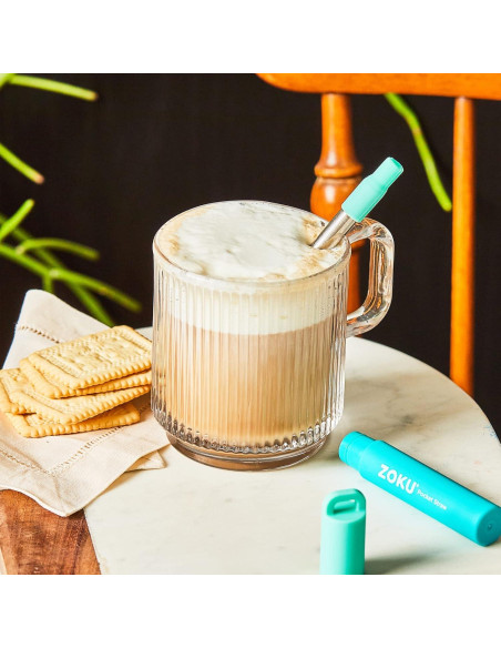 Popote Metálico Reutilizable ZOKU Verde Azulado 10-23 cm