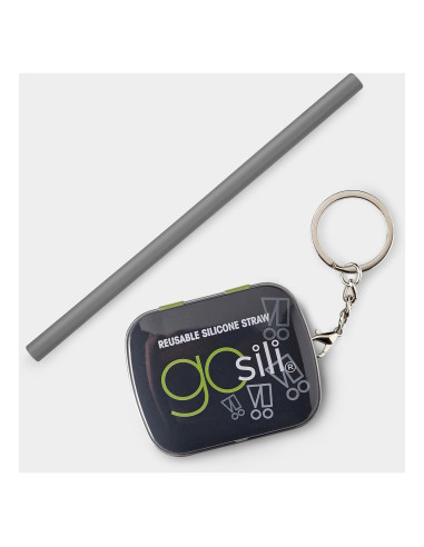 Pajitas de Silicona Reutilizables GoSili 20.32 cm Gris