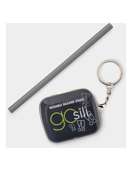 Pajitas de Silicona Reutilizables GoSili 20.32 cm Gris