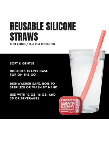 Pajitas de Silicona Reutilizables GoSili 20.32 cm Gris