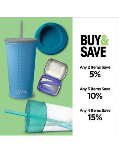 Pajitas de Silicona Reutilizables GoSili 20.32 cm Gris