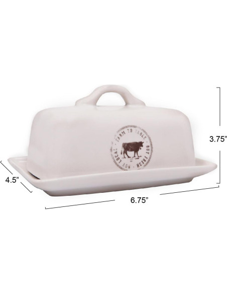 Plato de Mantequilla Cerámica Creative Co-Op 17.15x11.43cm