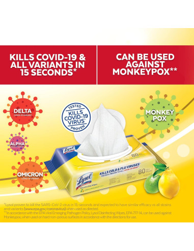 Toallitas Desinfectantes Lysol 320 Unidades Multi-Superficie