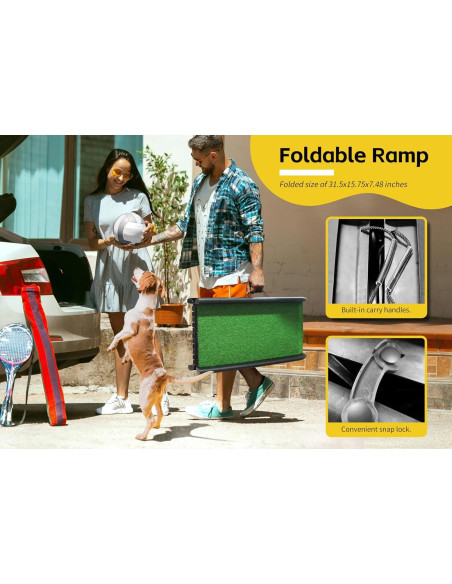 Rampa Plegable para Mascotas PawStep 50894 - Césped Antideslizante - Soporta 90.72 kg