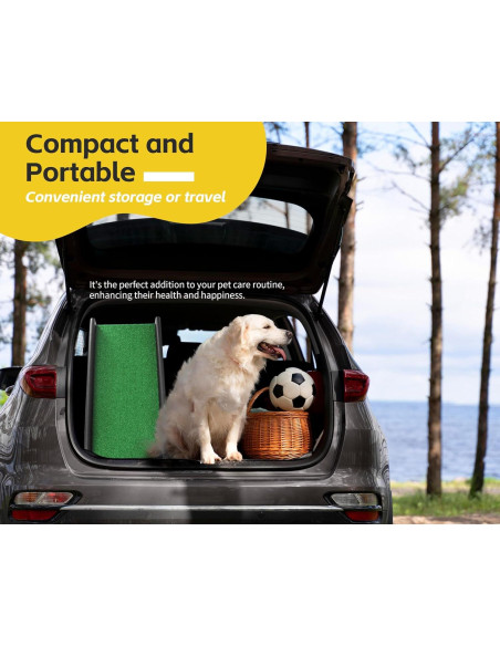 Rampa Plegable para Mascotas PawStep 50894 - Césped Antideslizante - Soporta 90.72 kg