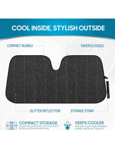 Protector Solar Parabrisas BDK AS-2511 147x69 cm Brillo Negro 2