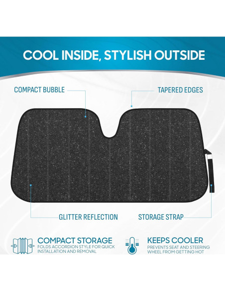 Protector Solar Parabrisas BDK AS-2511 147x69 cm Brillo Negro