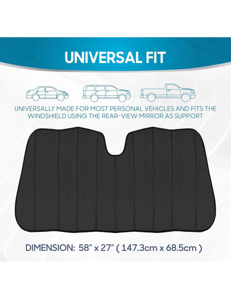 Protector Solar Parabrisas BDK AS-2511 147x69 cm Brillo Negro