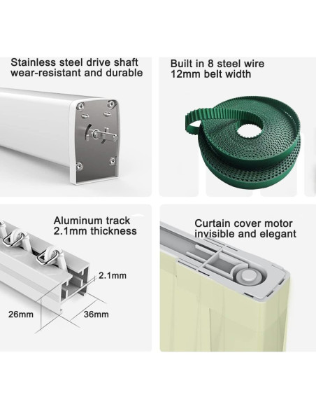 Cortinas Inteligentes Eléctricas Chshn 218.44 cm Control Remoto