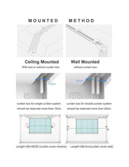 Cortinas Inteligentes Eléctricas Chshn 218.44 cm Control Remoto