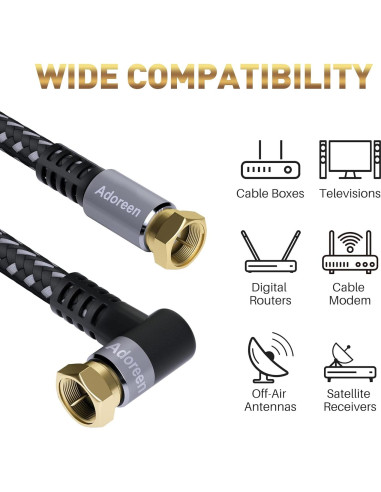 Cable Coaxial Adoreen 1.22 m Cuádruple Blindado RG6 90