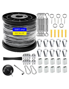 Kit de Cable de Acero Inoxidable FHTDW 30.48m 148PCS para Exterior