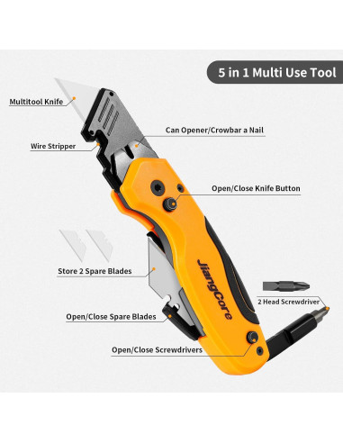Cuchillo Utility Plegable JiangCore SK5 con 3 Cuchillas