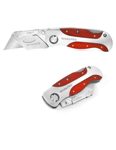 Cuchillo Utility Plegable WORKPRO con Mango de Madera 15.24 cm