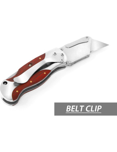 Cuchillo Utility Plegable WORKPRO con Mango de Madera 15.24 cm