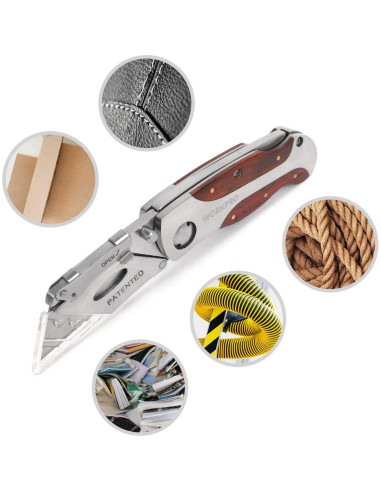 Cuchillo Utility Plegable WORKPRO con Mango de Madera 15.24 cm