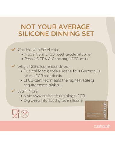 Juego de Alimentación Cushcush para Bebés - Silicona LFGB Rosa