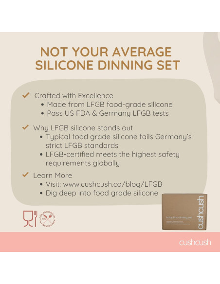 Juego de Alimentación Cushcush para Bebés - Silicona LFGB Rosa