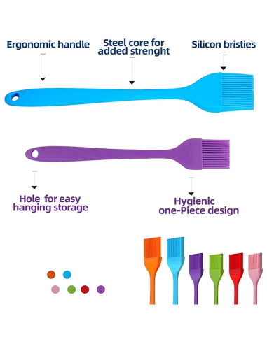 Juego de Brochas de Silicona Febarula 2-Pack Resistente al Calor