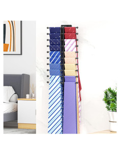 Perchero de Corbatas Montado en la Pared XILIMEN Negro 20 Ganchos