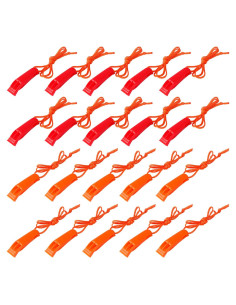 Juego de 40 Silbatos de Seguridad AUGSUN con Cordón - Rojo y Naranja