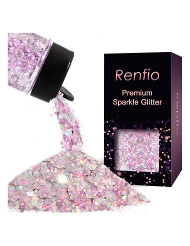 Purpurina Holográfica Gruesa Renfio 50g Plata Iridiscente