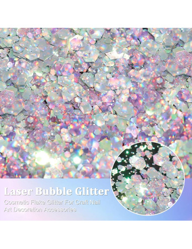 Purpurina Holográfica Gruesa Renfio 50g Plata Iridiscente