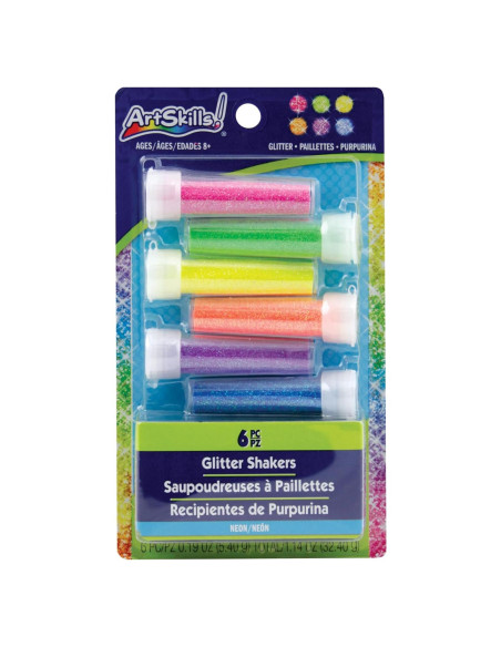 Shakers de Brillo Neón ArtSkills - 6 Colores Vibrantes 5.4g