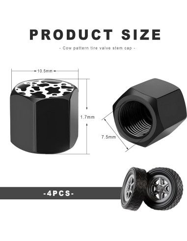 4 Tapones de Válvula de Neumático NYTKL Aluminio Estilo Vaca
