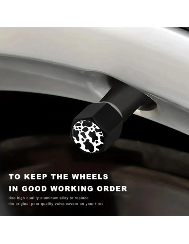 4 Tapones de Válvula de Neumático NYTKL Aluminio Estilo Vaca