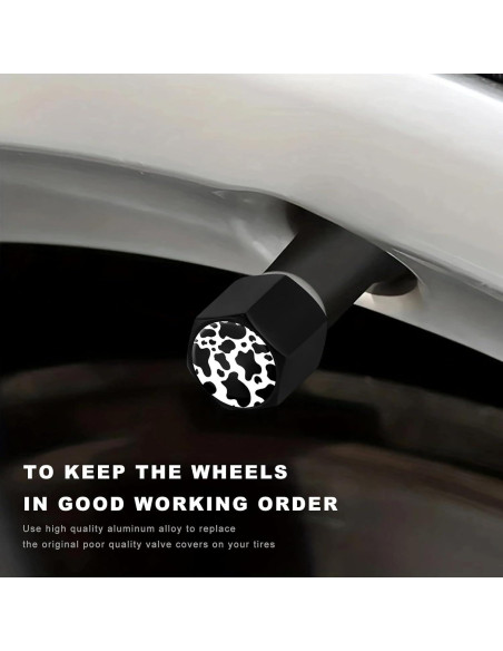 4 Tapones de Válvula de Neumático NYTKL Aluminio Estilo Vaca