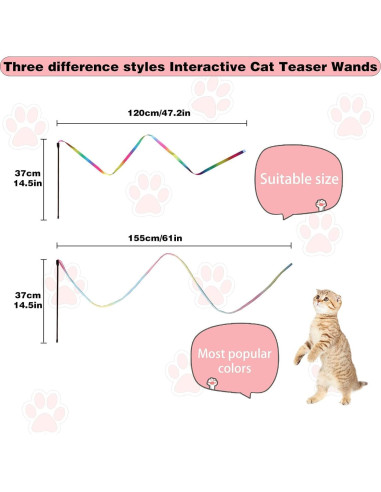 Juguetes de Varita Interactivos para Gatos M JJYPET 2 Pcs