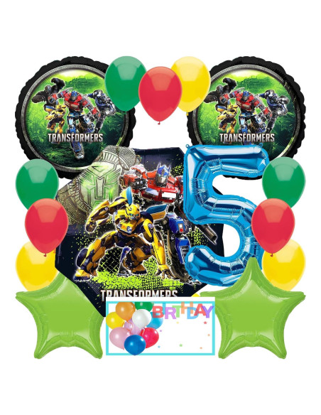 Globos de Aluminio Anagram Transformers 5to Cumpleaños Multicolor