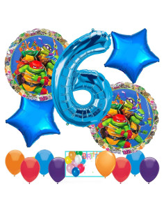 Globos de Cumpleaños TMNT Anagram - 12 Piezas Multicolor