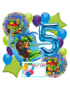 Globos de Cumpleaños Amscan TMNT 5to Cumpleaños Multicolor