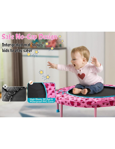 Trampolín para Niños Yoluckea 91 cm con Manillar Rosa