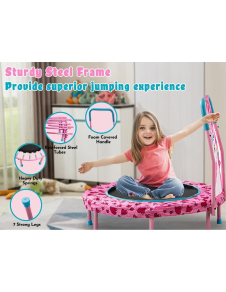 Trampolín para Niños Yoluckea 91 cm con Manillar Rosa