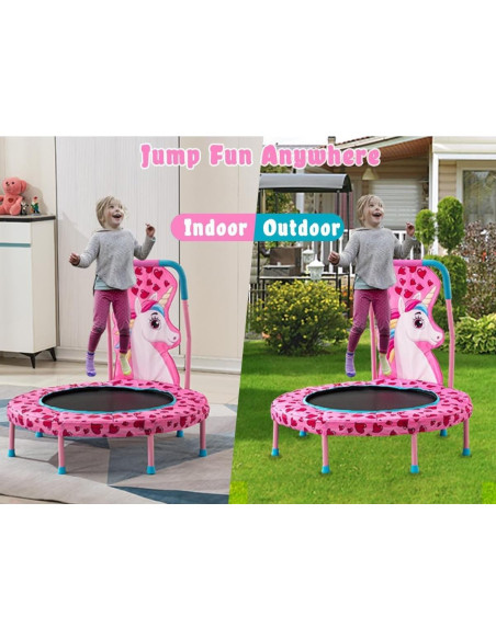 Trampolín para Niños Yoluckea 91 cm con Manillar Rosa