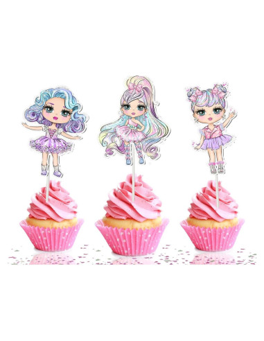 10 Adornos para Cupcakes de Muñecas PC - Decoración Infantil