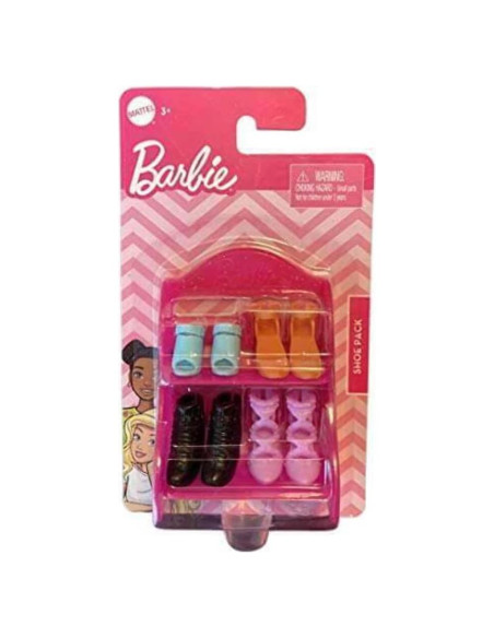 Zapatos de Barbie - Paquete con 4 pares y estante rosa