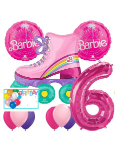 Globos de Cumpleaños Licenciados Barbie Anagram 5 Mylar 6 Látex